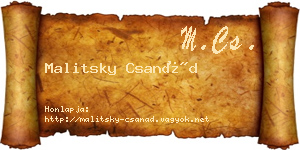 Malitsky Csanád névjegykártya